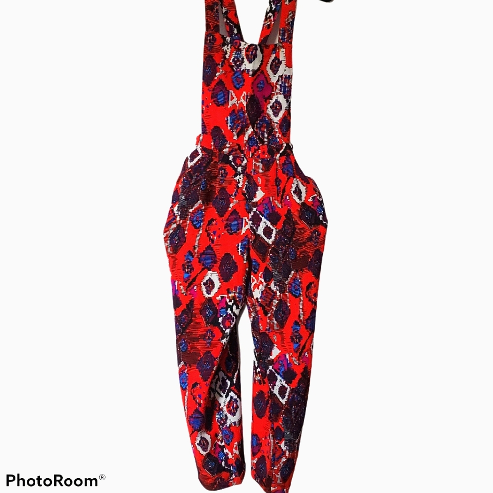 Red Patterned Women's Romper Jumpsuit